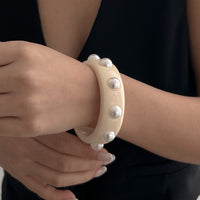 Thumbnail for Boho Colorful Pearl Resin Bangle Bracelet - ArtGalleryZen