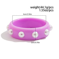 Thumbnail for Boho Colorful Pearl Resin Bangle Bracelet - ArtGalleryZen