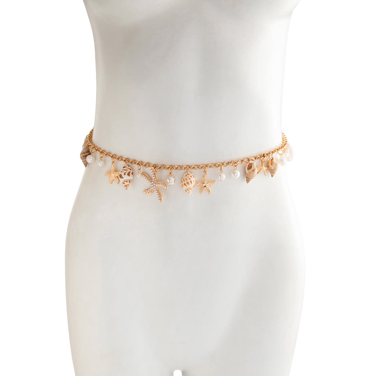 Boho Conch Starfish Pearl Charm Waist Chain - ArtGalleryZen