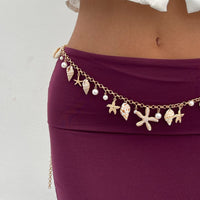 Thumbnail for Boho Conch Starfish Pearl Charm Waist Chain - ArtGalleryZen