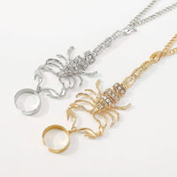 Thumbnail for Boho CZ Inlaid Scorpion Finger Ring Chain Bracelet - ArtGalleryZen