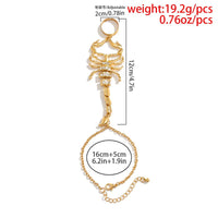 Thumbnail for Boho CZ Inlaid Scorpion Finger Ring Chain Bracelet - ArtGalleryZen