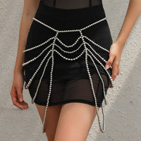Thumbnail for Boho Dainty Layered Gold Silver Tone Pearl Waist Chain Body Chain - ArtGalleryZen