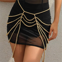 Thumbnail for Boho Dainty Layered Gold Silver Tone Pearl Waist Chain Body Chain - ArtGalleryZen