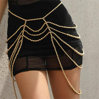 Thumbnail for Boho Dainty Layered Gold Silver Tone Pearl Waist Chain Body Chain - ArtGalleryZen