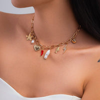 Thumbnail for Boho Enamel Chili Heart Irregular Pearl Pendant Necklace - ArtGalleryZen