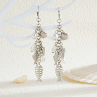 Thumbnail for Boho Fishbone Pearl Conch Shell Tassel Hoop Earrings - ArtGalleryZen