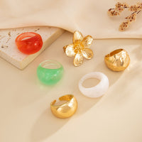 Thumbnail for Boho Flower Ring Set 6pcs - Chunky Gradient Resin Statement Rings - ArtGalleryZen