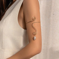 Thumbnail for Boho Geometric Turquoise Stone Charm Spiral Arm Cuff - ArtGalleryZen