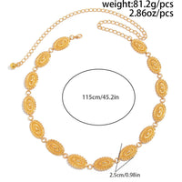 Thumbnail for Boho Gold Silver Plated Floral Oval Disk Waist Chain - ArtGalleryZen
