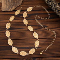 Thumbnail for Boho Gold Silver Plated Floral Oval Disk Waist Chain - ArtGalleryZen