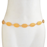 Thumbnail for Boho Gold Silver Plated Floral Oval Disk Waist Chain - ArtGalleryZen