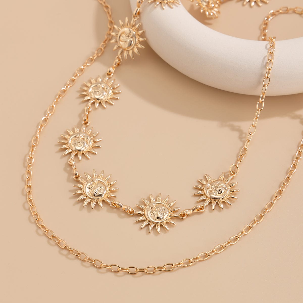 Boho Gold Silver Plated Sun Moon Waist Chain - ArtGalleryZen