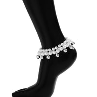 Thumbnail for Boho Gold Silver Tone Ball Tassel Pearl Chain Anklet - ArtGalleryZen