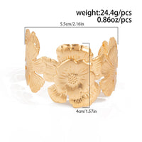 Thumbnail for Boho Gold Silver Tone Chunky Flower Bangle Bracelet - ArtGalleryZen