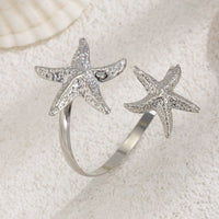 Thumbnail for Boho Gold Silver Tone Textured Starfish Arm Cuff - ArtGalleryZen