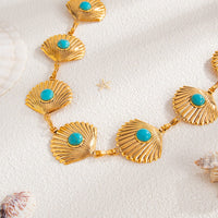 Thumbnail for Boho Gold Tone Turquoise Inlaid Shell Waist Chain - ArtGalleryZen
