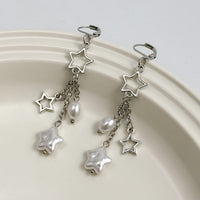 Thumbnail for Boho Hollow Star Pearl Tassel Earrings - ArtGalleryZen