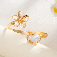 Thumbnail for Boho Irregular Pearl Flower Arm Cuff - ArtGalleryZen
