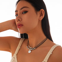 Thumbnail for Boho Irregular Pearl Pendant Wax Cord String Necklace - ArtGalleryZen