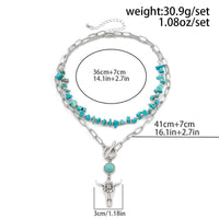 Thumbnail for Boho Layered Bull Pendant Turquoise Necklace Set - ArtGalleryZen