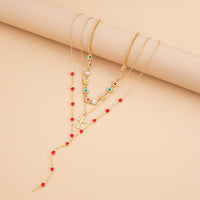 Thumbnail for Boho Layered Cross Pendant Rhinestone Crystal Chain Y Necklace Set - ArtGalleryZen
