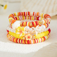 Thumbnail for Boho Layered Flower Starfish Conch Polymer Clay Beaded Bracelet Set - ArtGalleryZen
