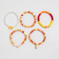 Thumbnail for Boho Layered Flower Starfish Conch Polymer Clay Beaded Bracelet Set - ArtGalleryZen