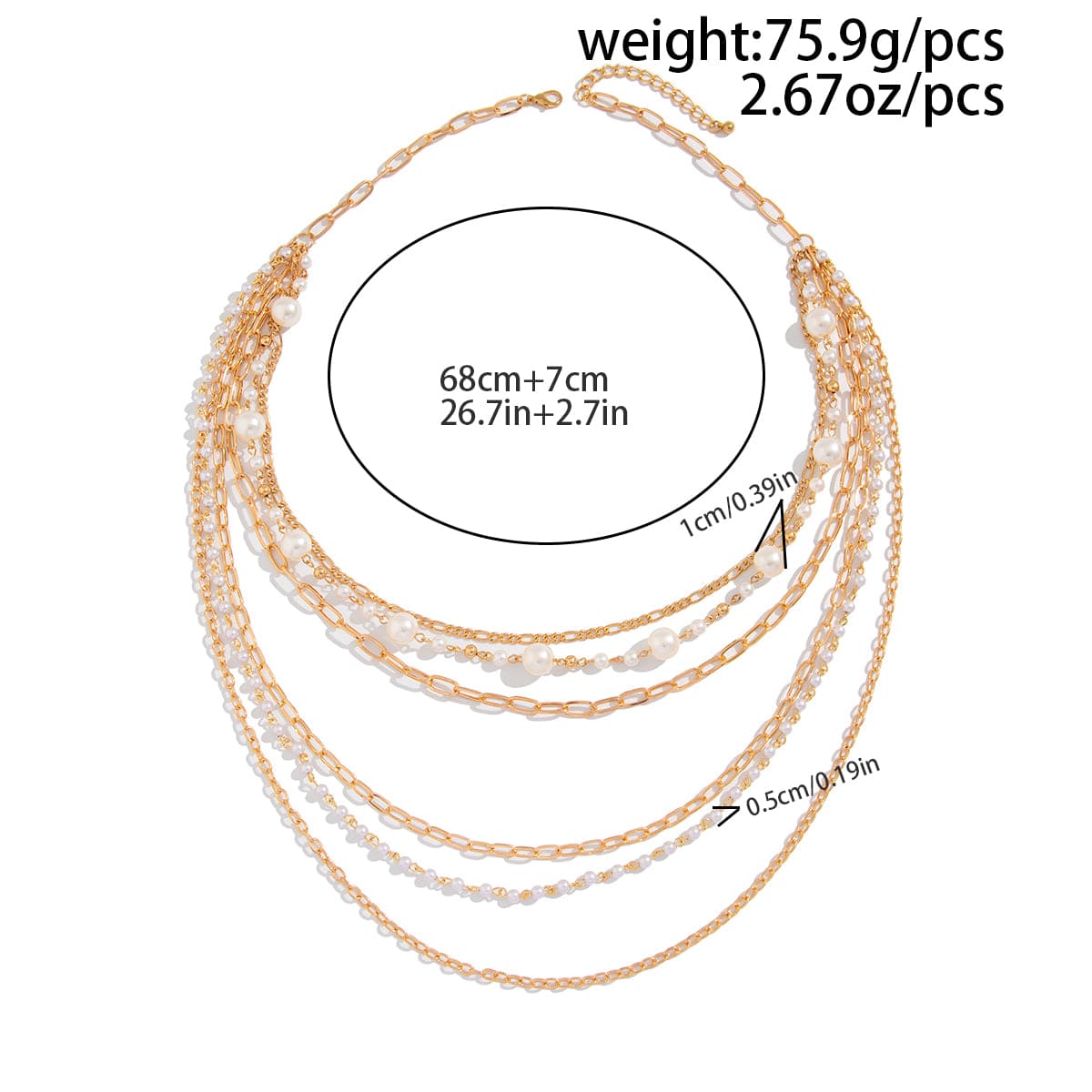 Boho Layered Gold Tone Pearl Cable Chain Necklace - ArtGalleryZen