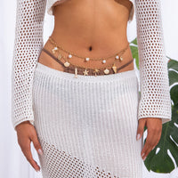Thumbnail for Boho Layered Goldfish Coconut Tree Starfish Tassel Waist Chain - ArtGalleryZen