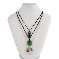 Thumbnail for Boho Layered Healing Crystal Family Tree Pendant Wax Cord Necklace Set - ArtGalleryZen
