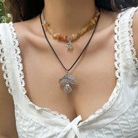 Thumbnail for Boho Layered Mushroom Star Pendant Turquoise Stone Chain Necklace Set - ArtGalleryZen