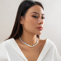 Thumbnail for Boho Layered Seed Bead Starfish Pendant Pearl Chain Necklace Set - ArtGalleryZen