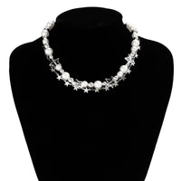 Thumbnail for Boho Layered Star Pearl Chain Choker Necklace - ArtGalleryZen