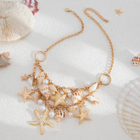 Thumbnail for Boho Layered Starfish Pearl Natural Conch Charm Necklace Bracelet - ArtGalleryZen