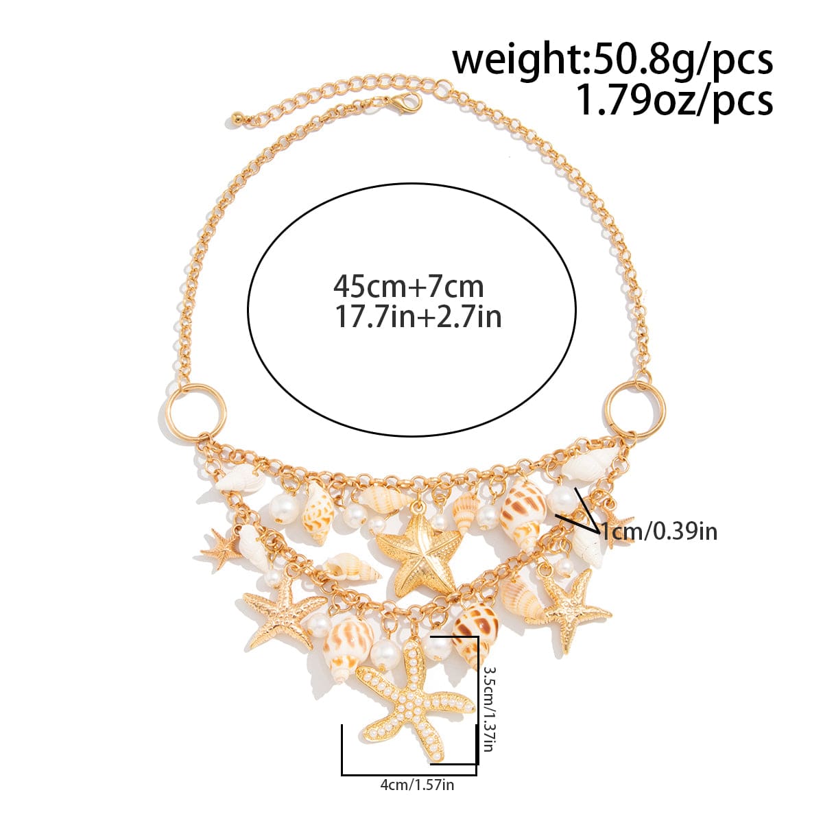 Boho Layered Starfish Pearl Natural Conch Charm Necklace Bracelet - ArtGalleryZen