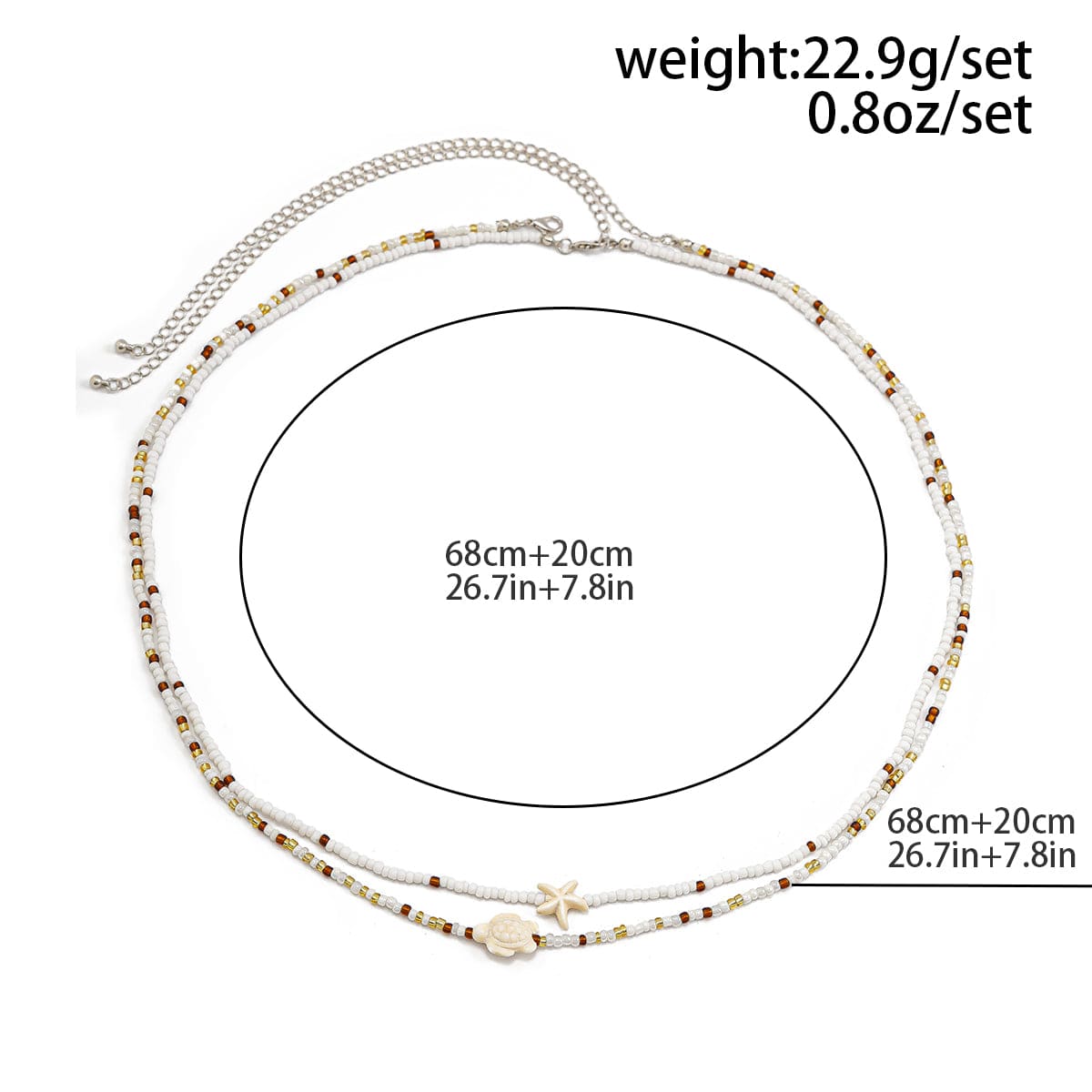 Boho Layered Starfish Turtle Crystal Seed Beaded Belly Chain Set - ArtGalleryZen