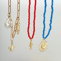 Thumbnail for Boho Layered Sun Turtle Pearl Pendant Seed Beaded Necklace Set - ArtGalleryZen