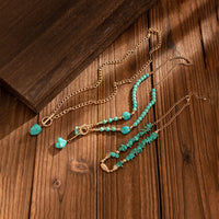 Thumbnail for Boho Layered Toggle Clasp Turquoise Pendant Cable Chain Necklace Set - ArtGalleryZen