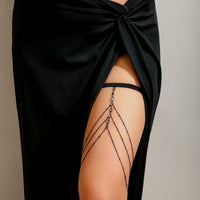 Thumbnail for Boho Layering Rhinestone Inlaid Elastic Saturn Thigh Leg Chain - ArtGalleryZen