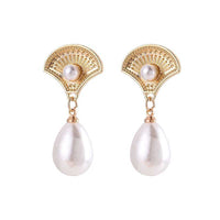 Thumbnail for Boho Metallic Shell Dangle Pearl Earrings - ArtGalleryZen
