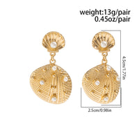 Thumbnail for Boho Pearl Inlaid Shell Dangle Earrings - ArtGalleryZen