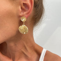 Thumbnail for Boho Pearl Inlaid Shell Dangle Earrings - ArtGalleryZen