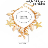 Thumbnail for Boho Pearl Inlaid Starfish Conch Tassel Anklet - ArtGalleryZen