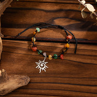 Thumbnail for Boho Sun Charm Turquoise Stone Wax Cord Bracelet - ArtGalleryZen
