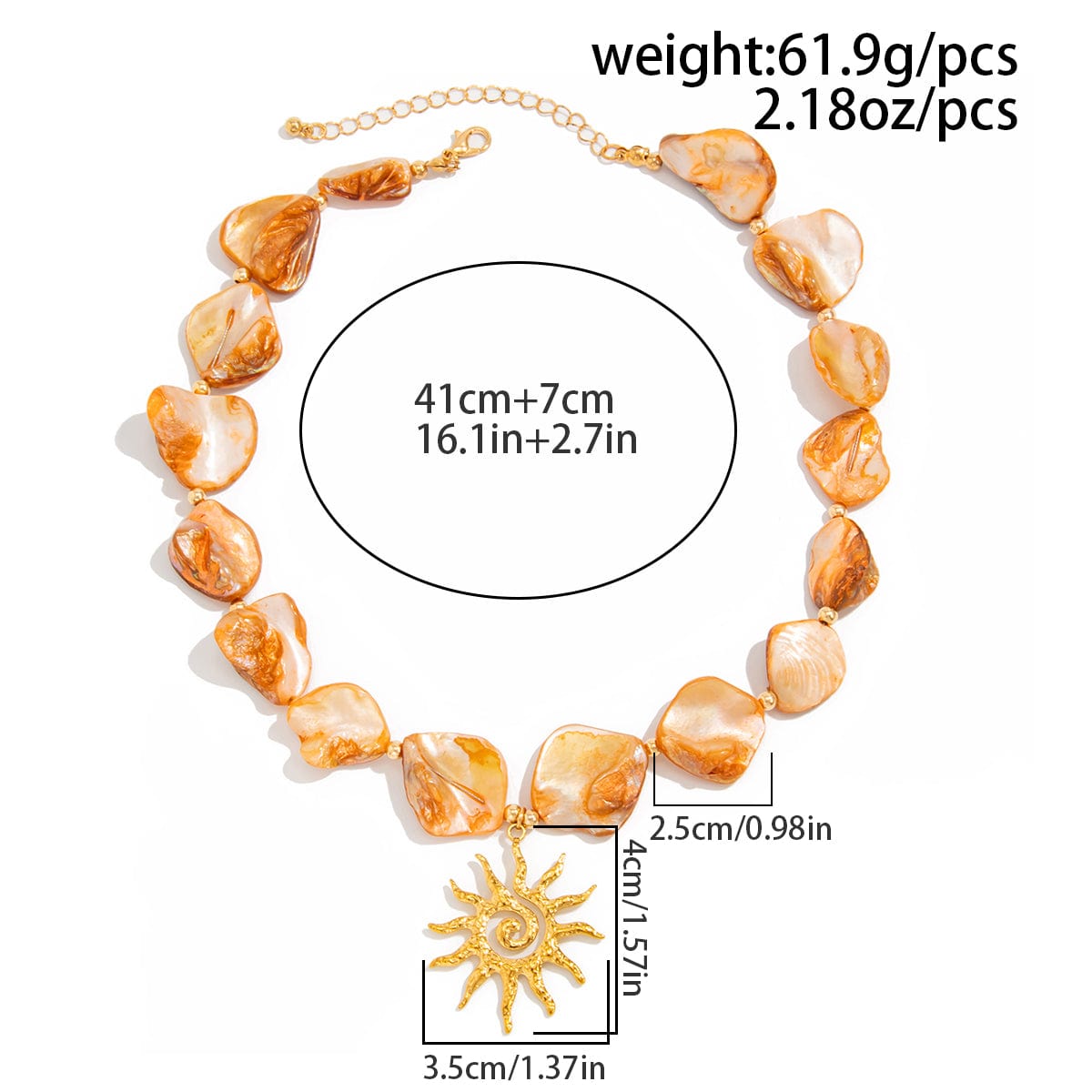 Boho Sun Pendant Natural Shell Necklace - ArtGalleryZen
