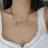 Thumbnail for Boho Tree Owl Elephant Turquoise Pendant Necklace - ArtGalleryZen