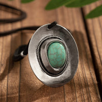 Thumbnail for Boho Turquoise Inlaid Cowboy Hat Boot Horseshoe Pendant Velvet Necklace - ArtGalleryZen