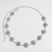 Thumbnail for Boho Turquoise Inlaid Round Disk Waist Chain - ArtGalleryZen