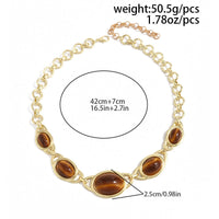 Thumbnail for Brown Resin Inlaid Curb Chain Choker Necklace Chunky Statement Jewelry - ArtGalleryZen